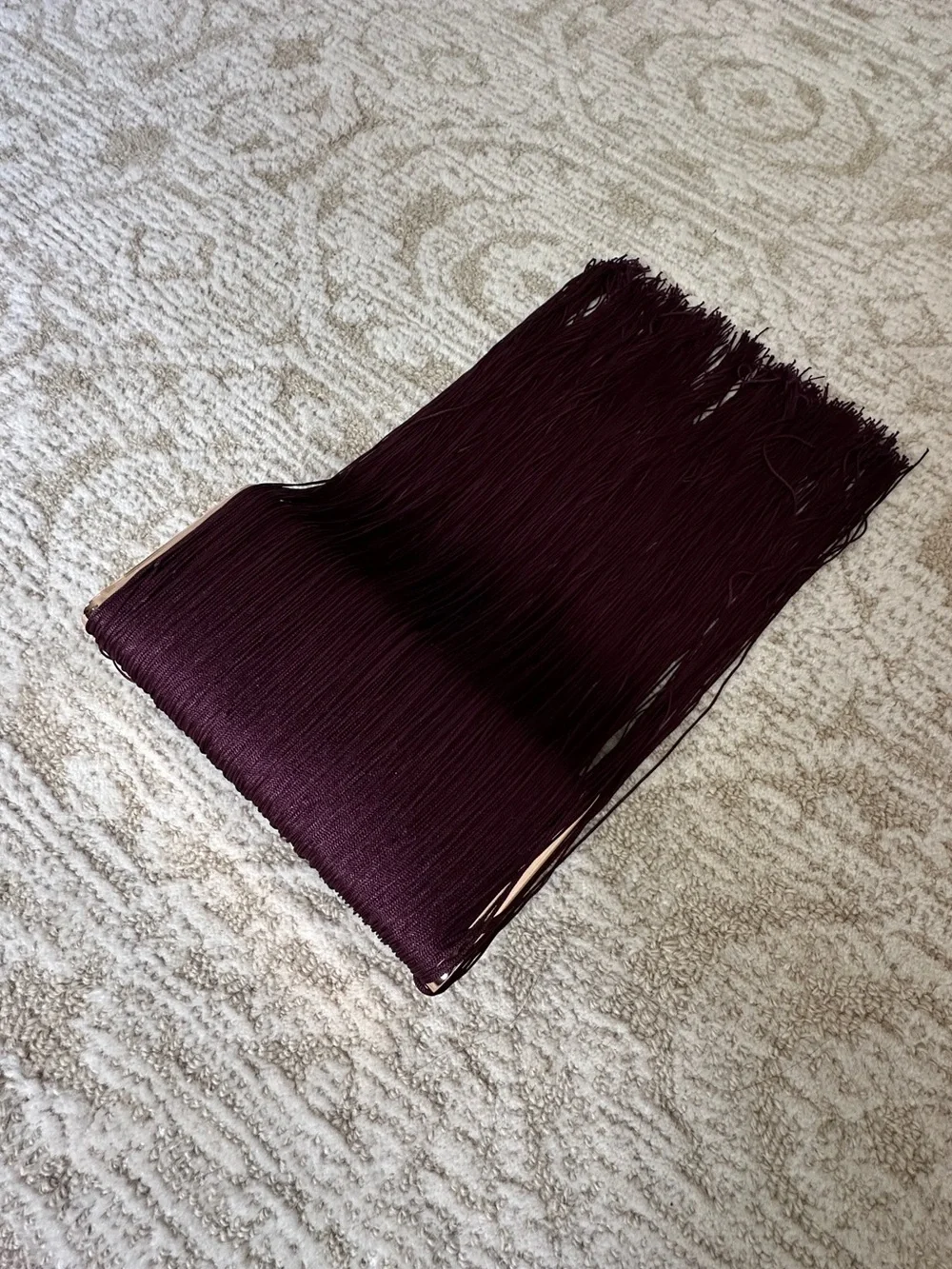 NWOT AKIRA Burgundy Fringe Clutch